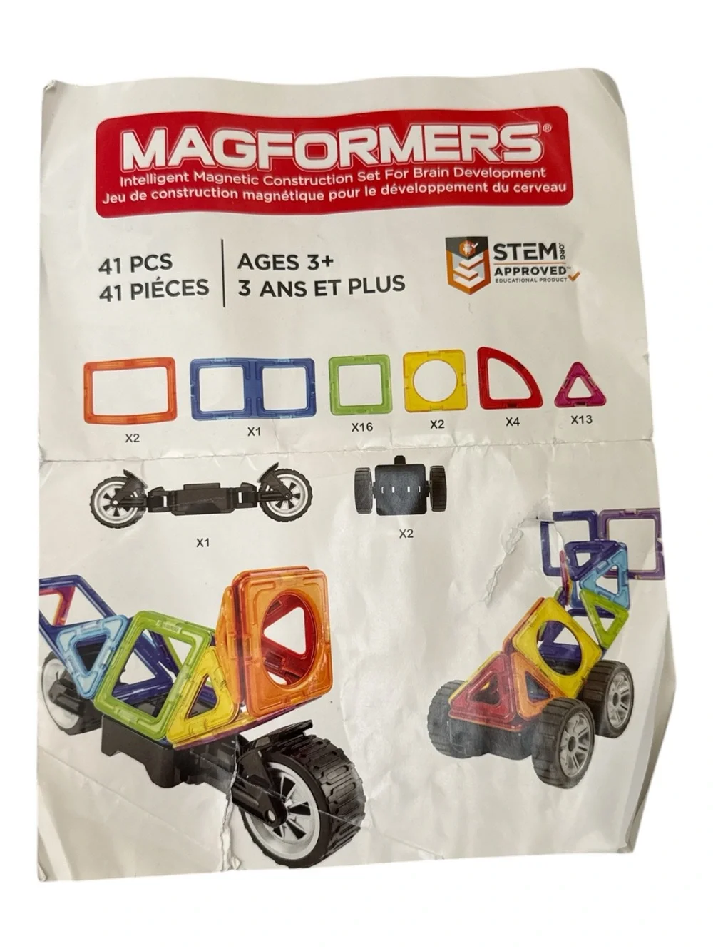 Magformers 41 Piece Magnetic Vehicle Car Building Set STEM Toy
